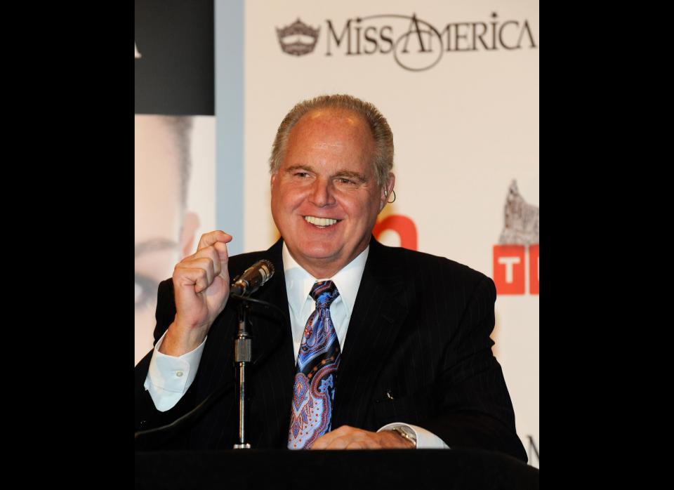 LAS VEGAS - JANUARY 27:  Radio talk show host and conservative commentator Rush Limbaugh, one of the judges for the 2010 Miss America Pageant, speaks during a news conference for judges at the Planet Hollywood Resort & Casino January 27, 2010 in Las Vegas, Nevada. The pageant will be held at the resort on January 30, 2010.  (Photo by Ethan Miller/Getty Images)