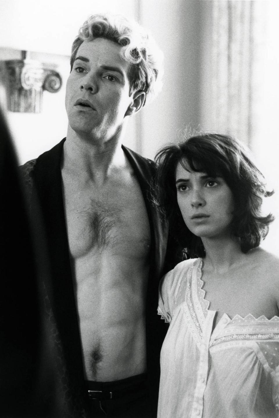 Dennis Quaid as Jerry Lee Lewis and Winona Ryder as his underage wife Myra Gale Brown in the film 'Great Balls of Fire!', 1989