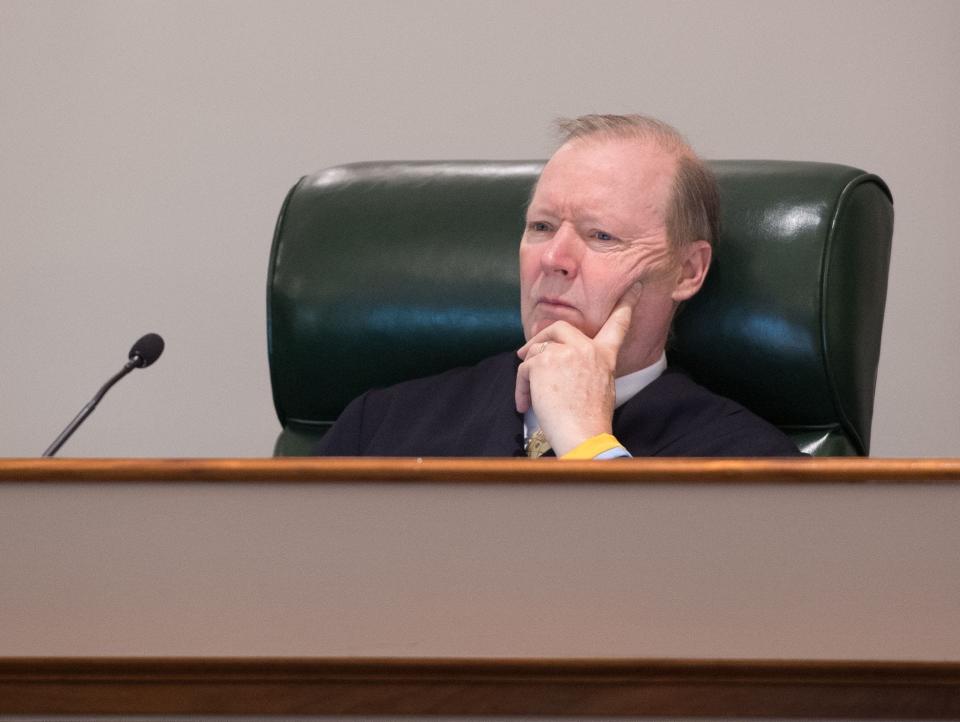 Justice Collins J. Seitz, Jr. listens to oral arguments in the case of D. Powell vs. State at the Delaware Supreme Court in Dover in December 2016.