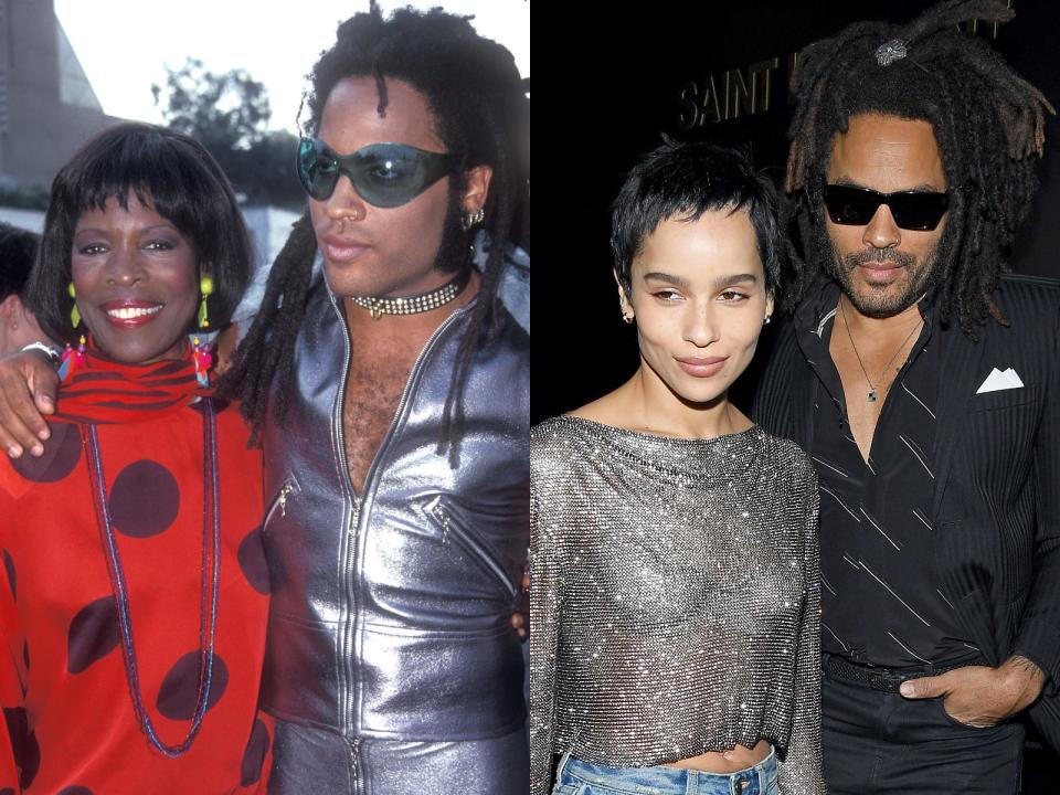 Lenny Kravitz with mother Roxie Roker // Zoe Kravitz and Lenny Kravitz attend the Saint Laurent show as part of the Paris Fashion Week