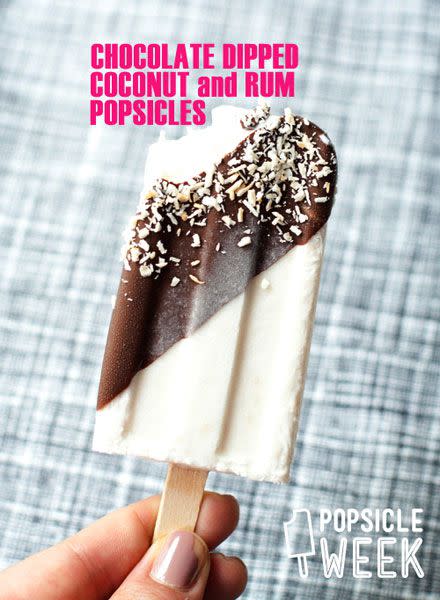Chocolated-Dipped Coconut and Rum Popsicles