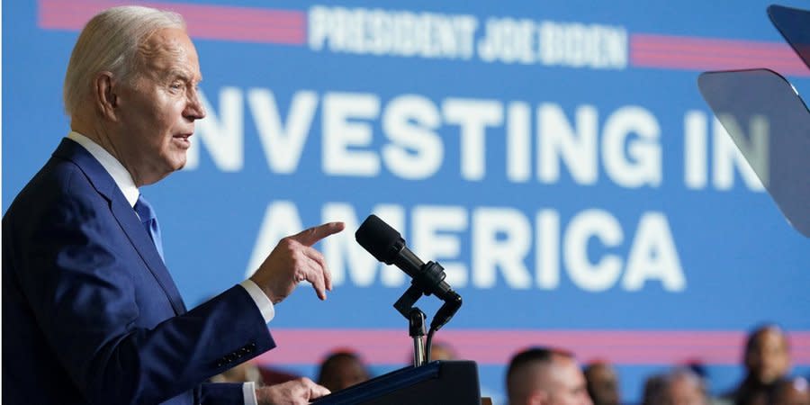 U.S. President Joe Biden delivers a speech in Wisconsin, USA, on May 8