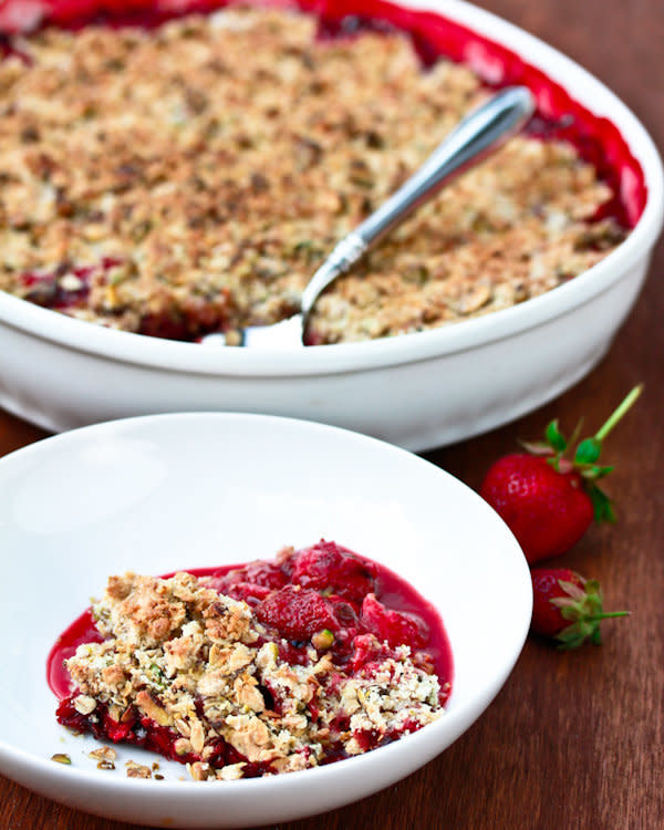 <strong>Get the <a href="https://www.aspicyperspective.com/fresh-strawberry-pistachio-crumble/" target="_blank" rel="noopener noreferrer">strawberry pistachio crumble recipe</a> from A Spicy Perspective.</strong>