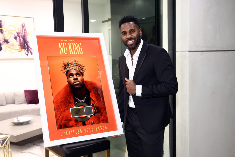 Jason Derulo attends the Atlantic Records Presents Jason Derulo with RIAA Gold Plaque for His Nu King Album on February 15, 2024 in Sherman Oaks, California.