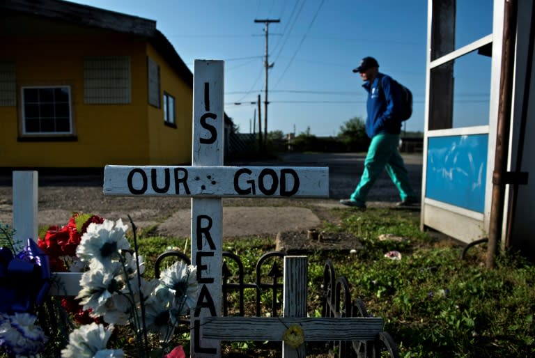 A memorial in Huntington, West Virginia, a city which has been portrayed as the epicenter of an opioid crisis in the US