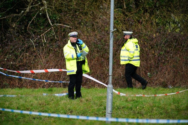 Police officers at the scene of the incident 