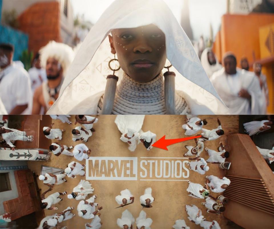 Shuri attending a funeral for T'Challa in the teaser trailer for "Black Panther: Wakanda Forever."
