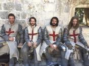 <p>The Knights. From left: Simon Merrells (Tancrede), Padraic Delaney (Gawain), some hairy bloke and Sam Hazeldine (Godfrey). One of the greatest parts of this job was getting to work with these amazing guys. We bonded like brothers. Their performances in @knightfallshow are astounding. I can’t wait for you to see them. I bloody love them. — @tom_cullen #Knightfall #HISTORY<br><br>(Photo: Instagram) </p>