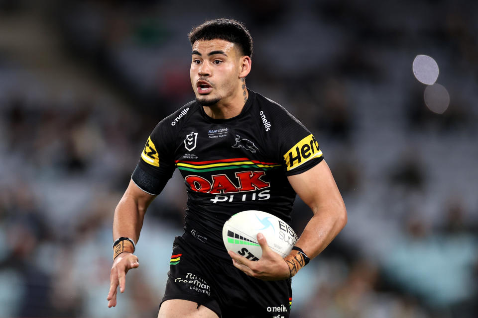 Taylan May, pictured here in action for the Penrith Panthers.