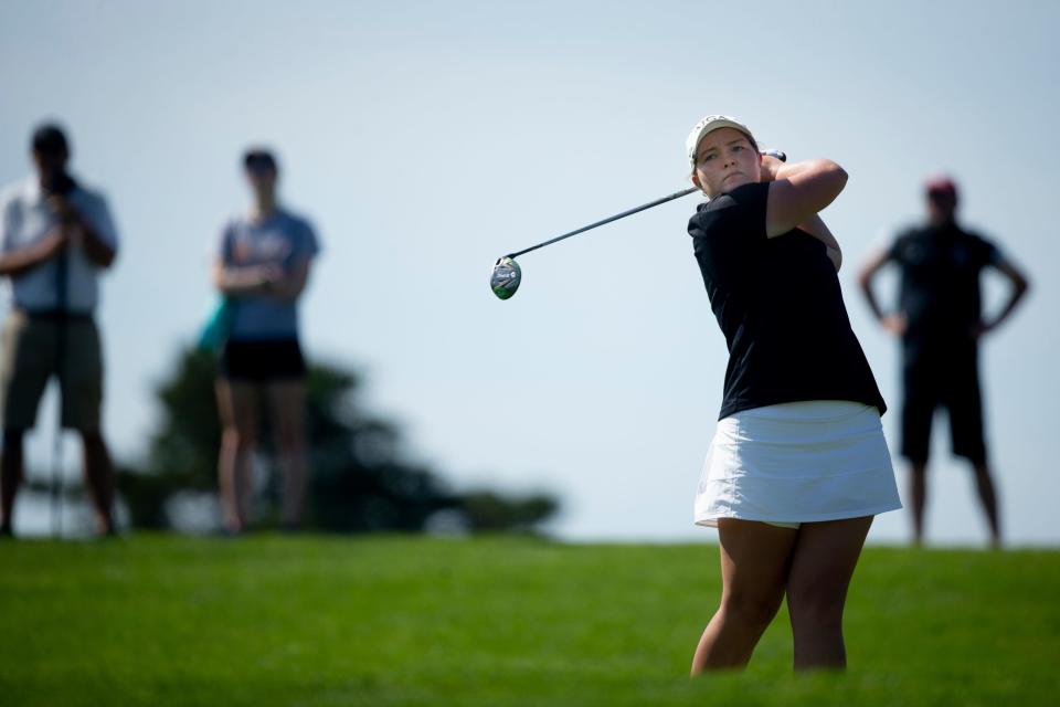 Bettendorf's Shannyn Vogler became a two-time Class 4A state golf champion on Friday at Otter Creek Golf Course in Ankeny.