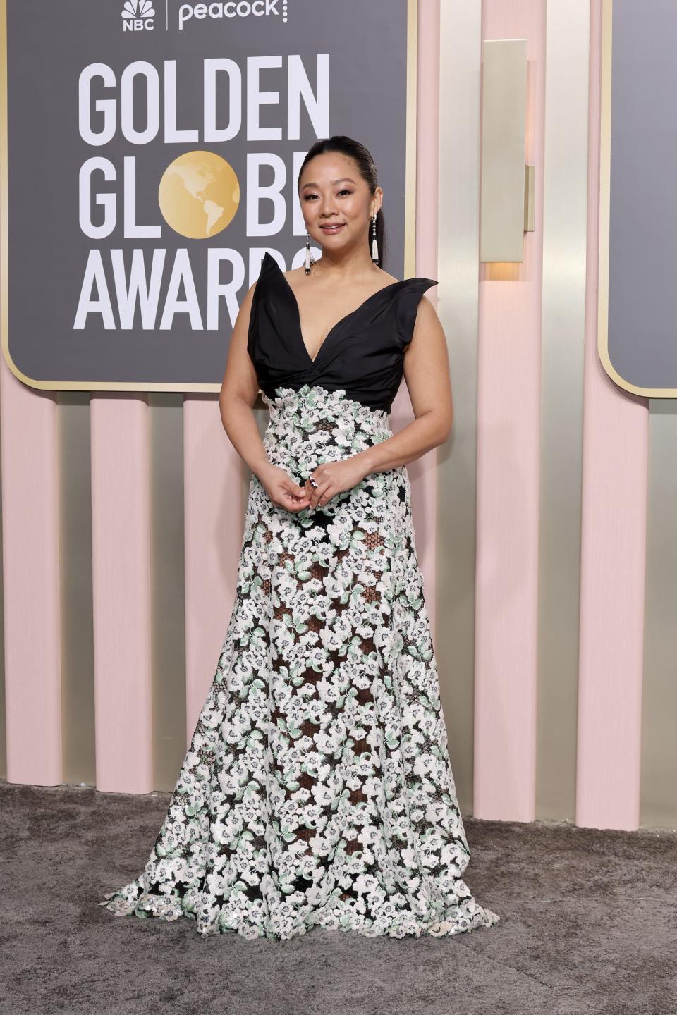 Stephanie Hsu attends the 2023 Golden Globes.