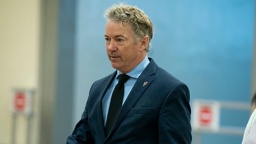 Sen. Rand Paul (R-Ky.) arrives to the Capitol for a cloture vote regarding a nomination on Wednesday, January 5, 2022.