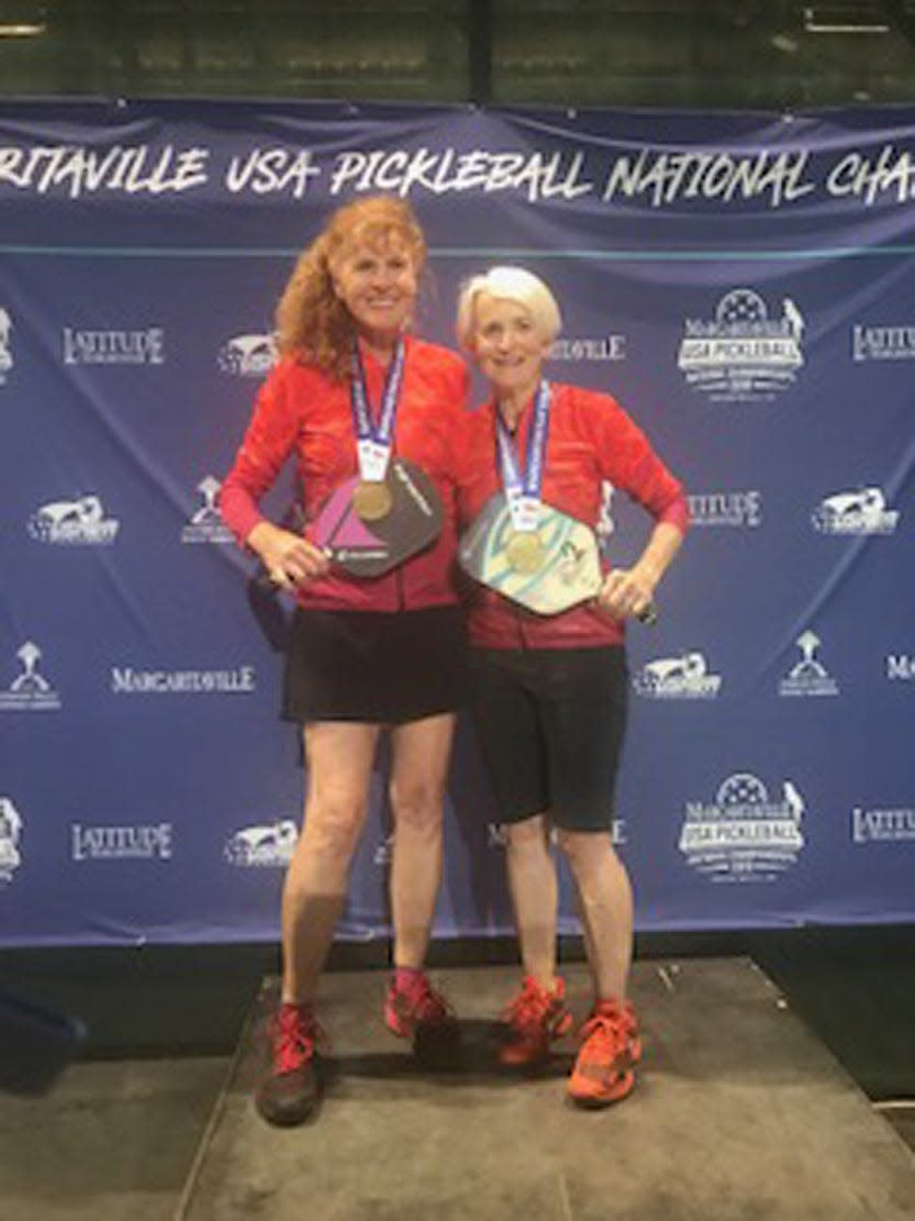 Susan Crosslund, left, and her regular pickleball partner, Theresa Haynie of Seattle will compete in a national pickleball tournament in California the second week of December.