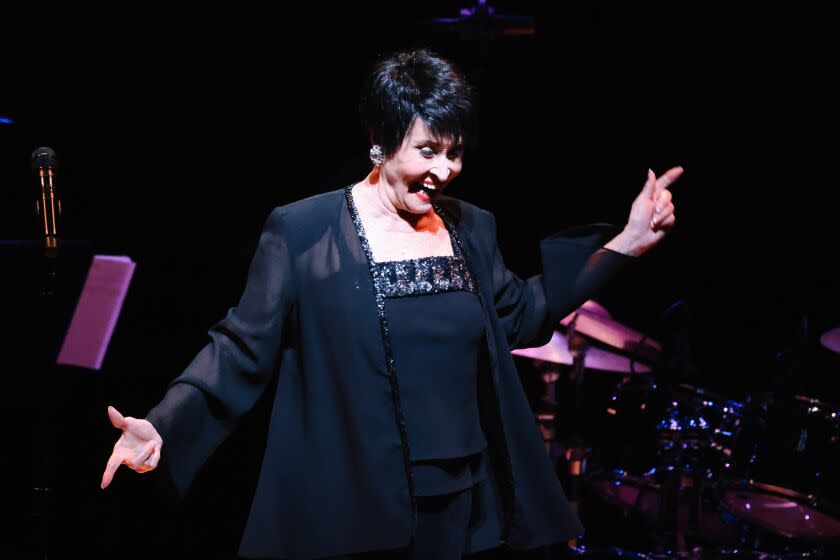 Costa Mesa, CA - December 11: Broadway legend Chita Rivera performs in concert at the Renee and Henry Segerstrom Concert Hall on Sunday, Dec. 11, 2022 in Costa Mesa, CA. (Dania Maxwell / Los Angeles Times)
