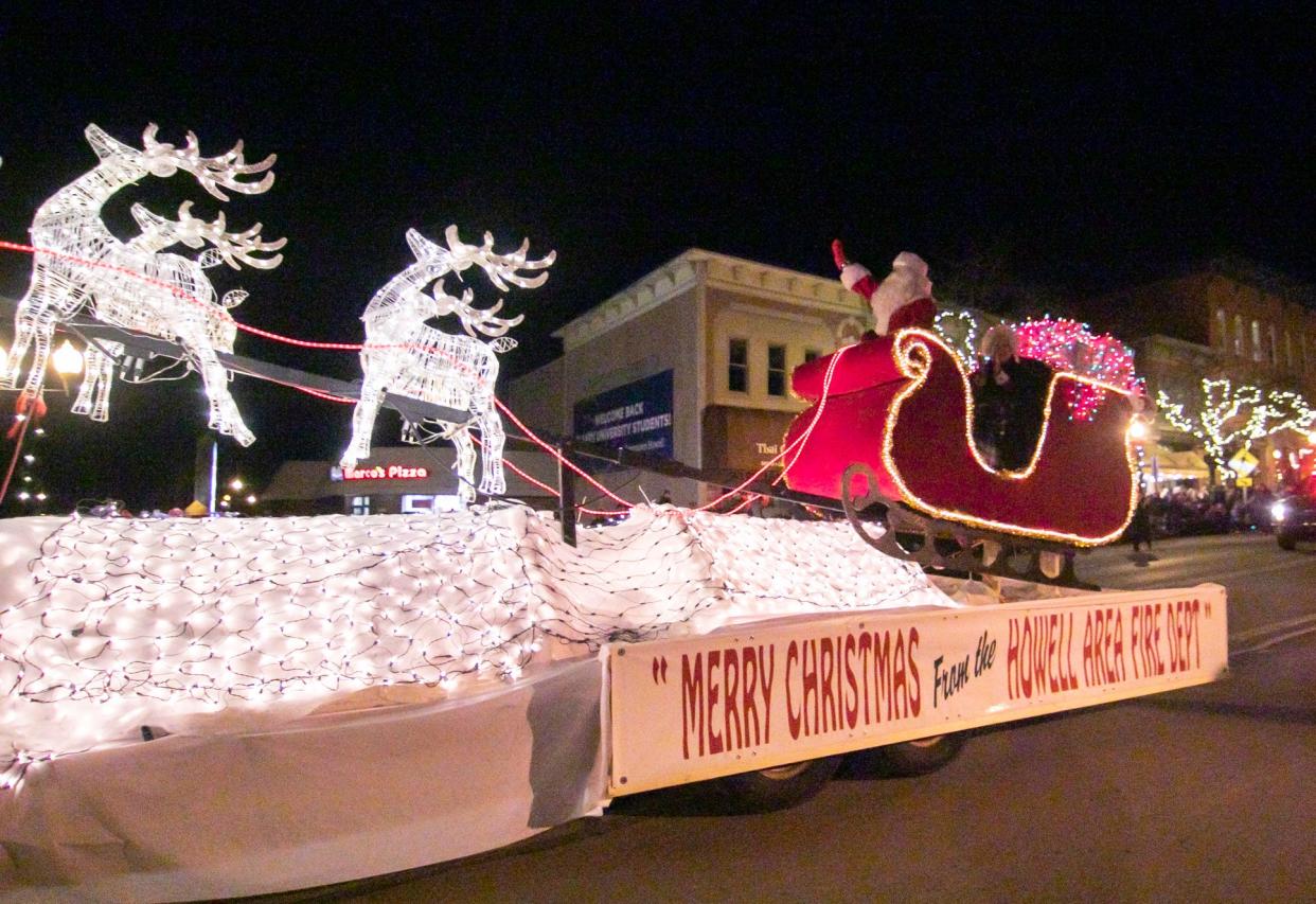 Santa's float, sponsored by the Howell Area Fire Department, wrapped up the Fantasy of Lights parade as Santa wished a Merry Christmas to all and the tree on the historic Livingston County Courthouse lawn was lit Friday, Nov. 25, 2022.