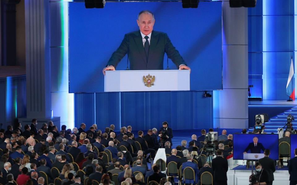 Russian President Vladimir Putin delivers his annual address to the Federal Assembly - Konstantin Zavrazhin /Getty Images Europe 