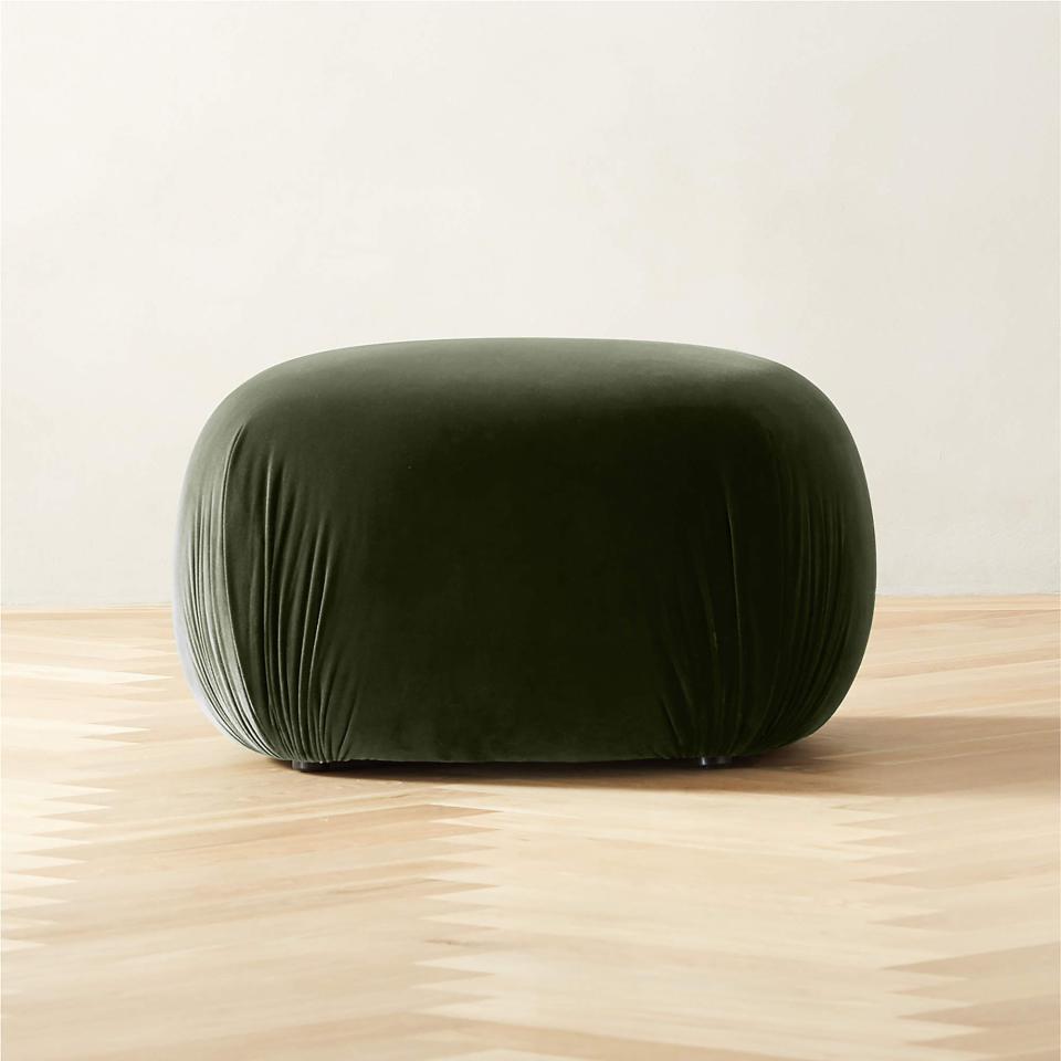 6) Gideon Green Velvet Ottoman