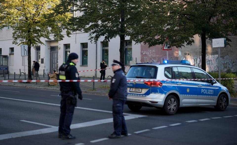 The scene after an attack on Berlin synagogue. (AP)