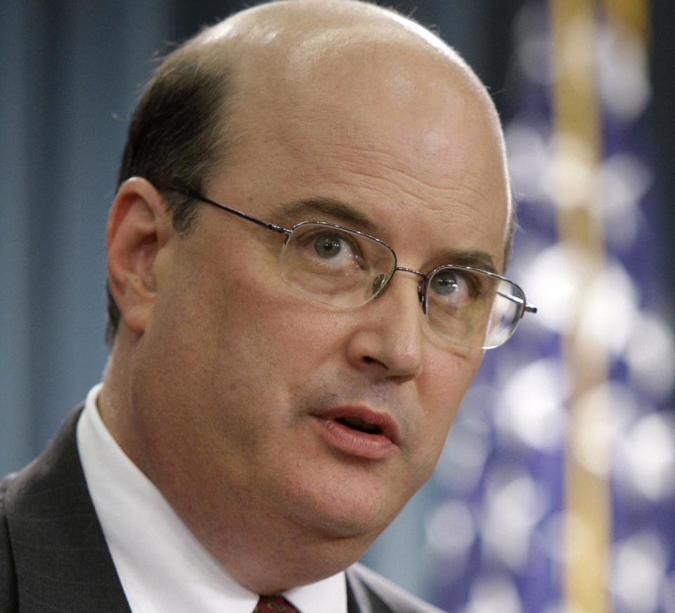 FILE - In this May 12, 2009 file photo, Social Security Administration Commissioner Michael Astrue speaks at a news conference at the Treasury Department in Washington. Despite Social Security’s long-term problems, the massive retirement and disability program could be preserved for generations to come with modest but politically difficult changes to benefits, taxes or a combination of both. (AP Photo/Alex Brandon, File)