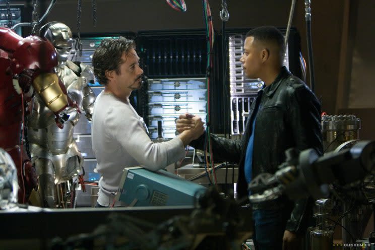 Hatchet buried... Terrence Howard says he and Robert Downey Jr aren't feuding anymore - Credit: Marvel/Paramount