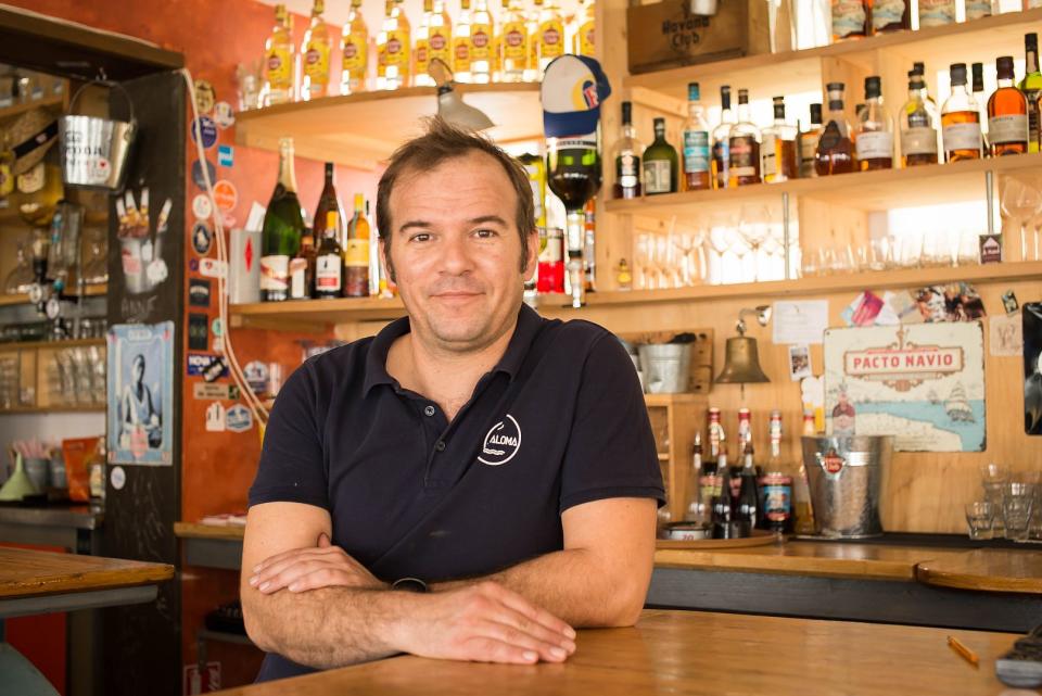 François Birault, son of Anne and Jean Birault, at his bar in La Faute-sur-Mer: We lost population, but I find the activity is recovering well.