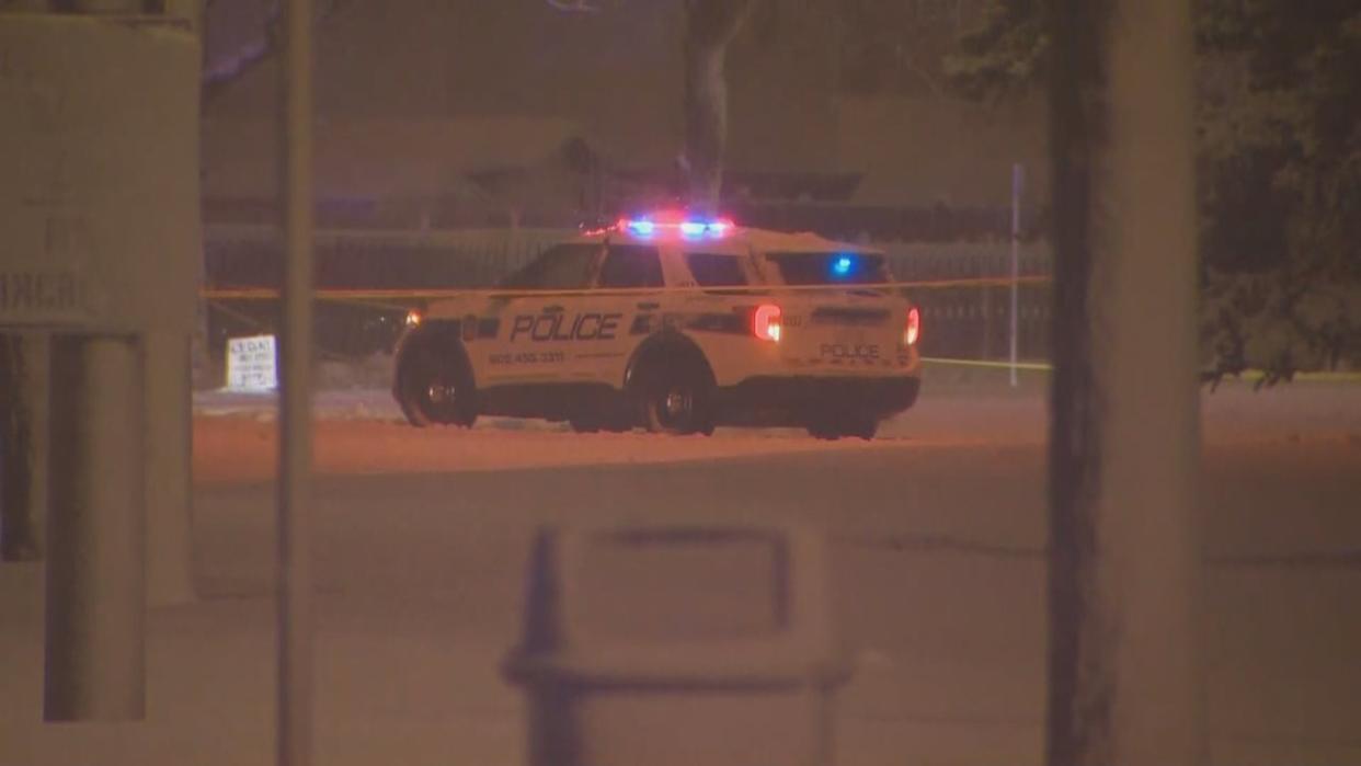 A woman was struck by a Peel Regional Police car while crossing Central Park Drive near Hilldale Crescent in Brampton at about 6:15 p.m. on Friday, the Special Investigations Unit said. (CBC - image credit)