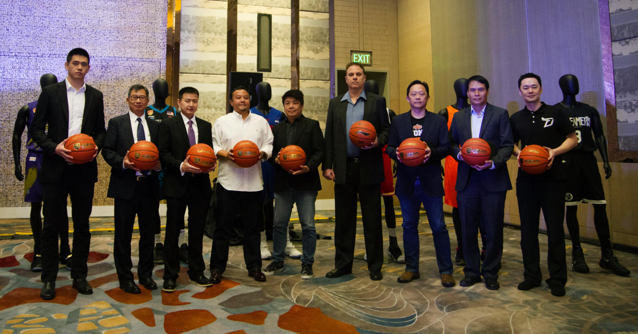 Representatives from the nine ABL teams at the season launch in Manila, Philippines. Source: ABL