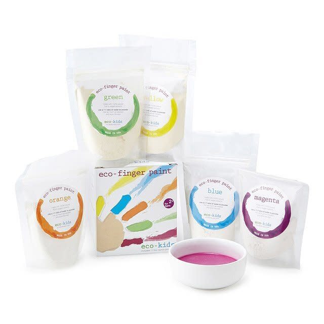 Encourage craft time with this <strong><a href="https://fave.co/378rOtR" target="_blank" rel="noopener noreferrer">eco-friendly finger paint set</a></strong>. These all-natural paints come in resealable pouches and are made up of ingredients like red cabbage and purple sweet potato.&nbsp;<a href="https://fave.co/378rOtR" target="_blank" rel="noopener noreferrer"><strong>Get it on Uncommon Goods</strong>﻿</a>.