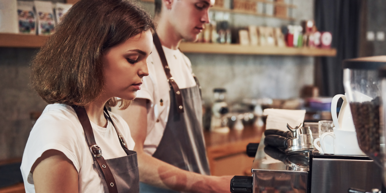 teenager working at a barista