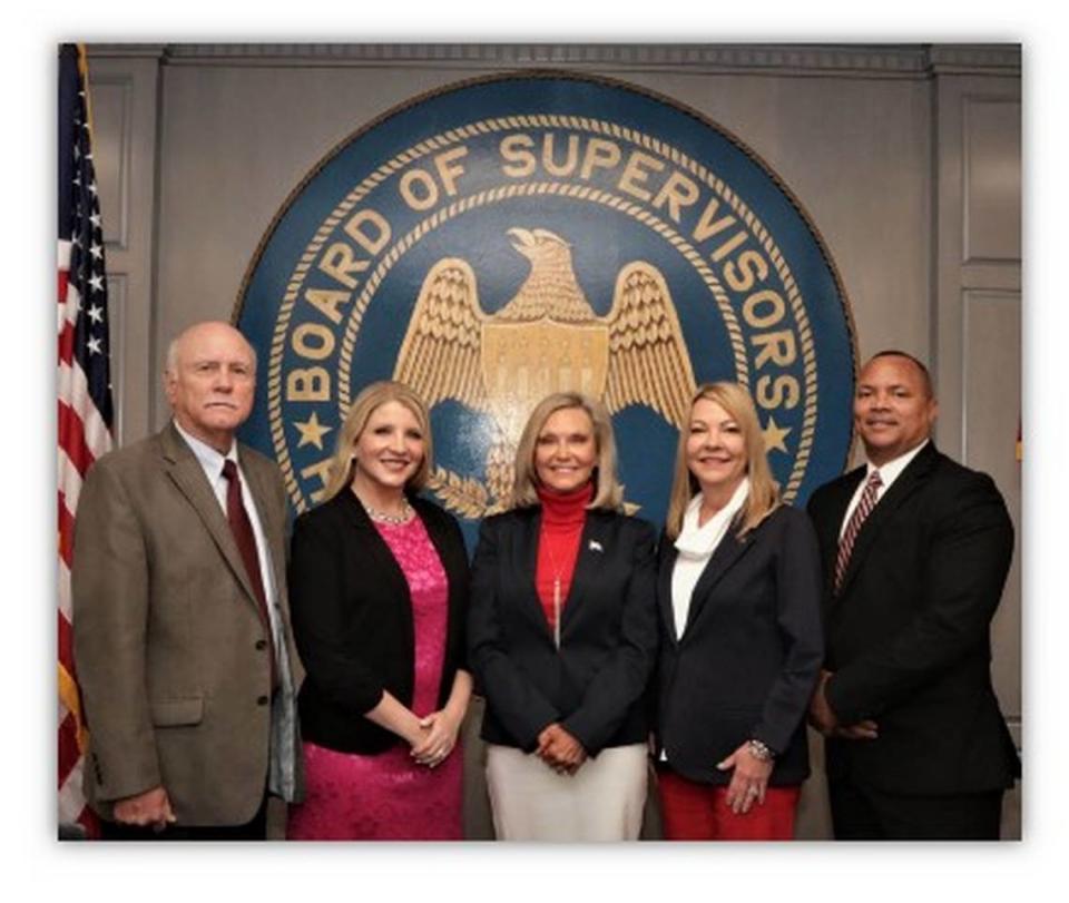 Harrison County Board of Supervisors: Marlin Ladner, Rebecca Powers, Connie Rockco, Beverly Martin and Kent Jones.