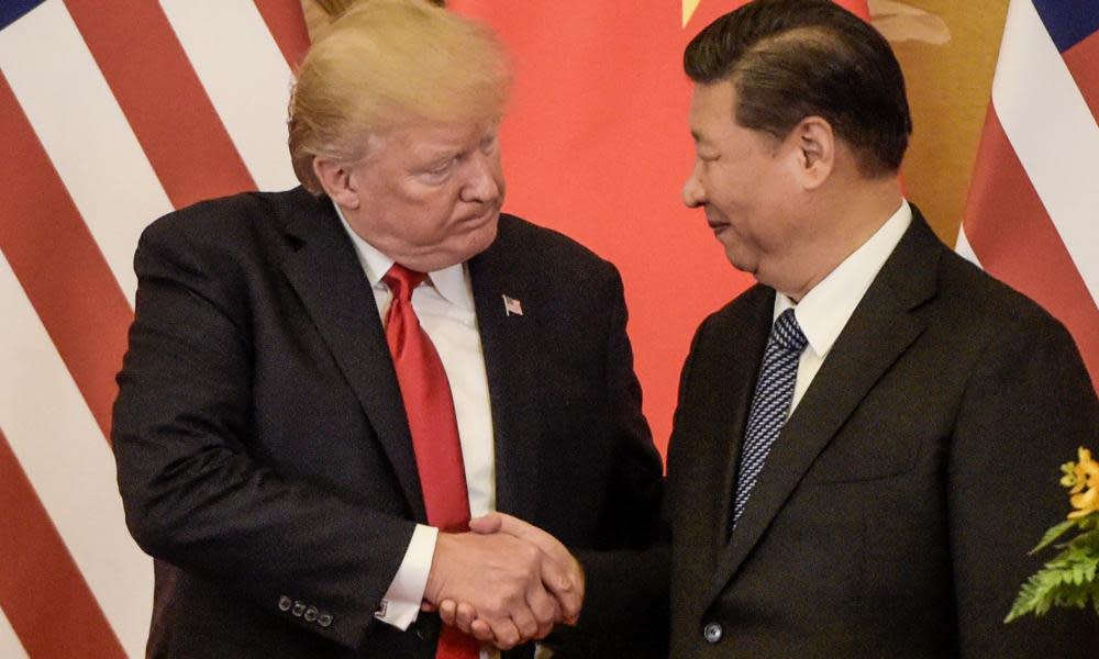 US president Donald Trump shakes hand with China’s president Xi Jinping in Beijing in November 2017. Trump’s tariff threats have not been well received in China.
