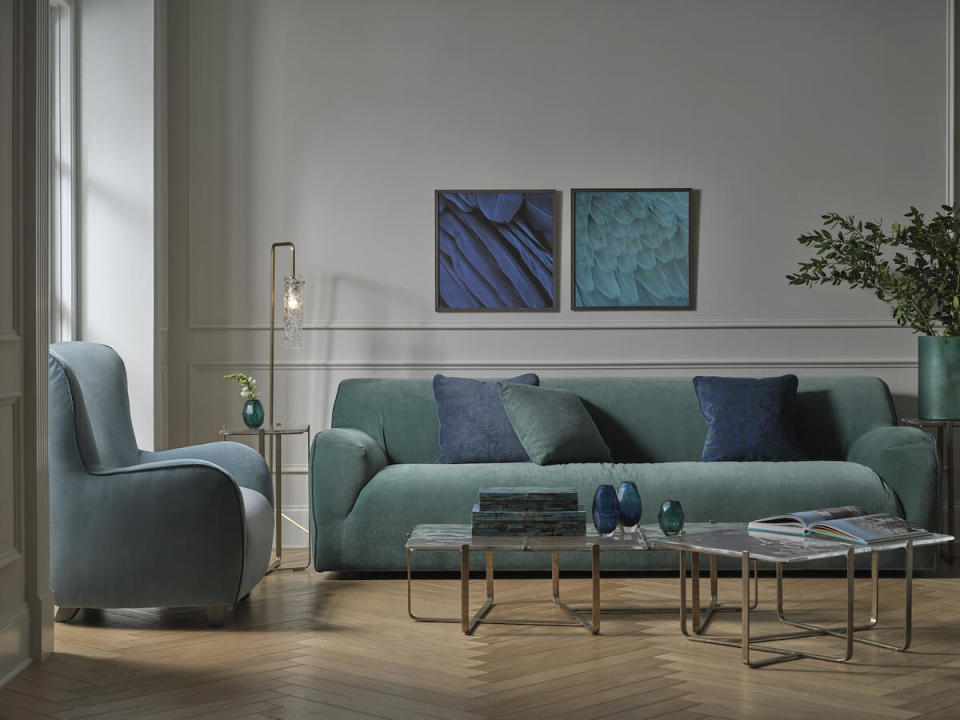 The Mediterraneo sofa and Trevi cocktail table by Paola Navone for Baker Furniture