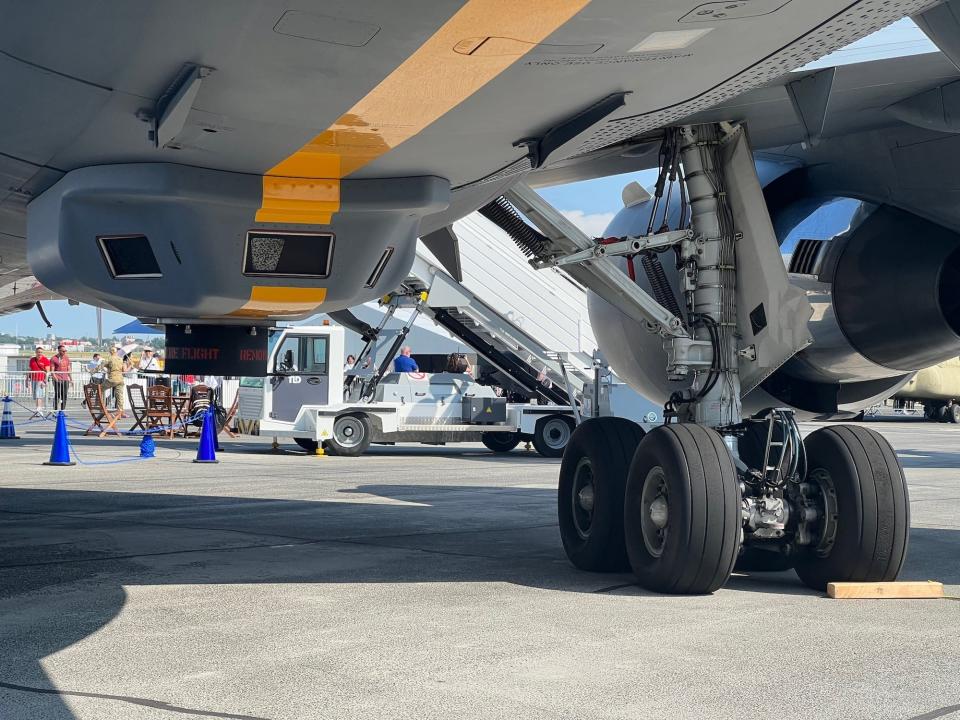 Boom and lighting systems underneath the KC-46.