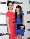 "Woman of the Year" honoree Katy Perry, left, and "Rising Star" honoree Carly Rae Jepsen pose together at Billboard's "Women in Music 2012" luncheon at Capitale on Friday Nov. 30, 2012 in New York. (Photo by Evan Agostini/Invision/AP)