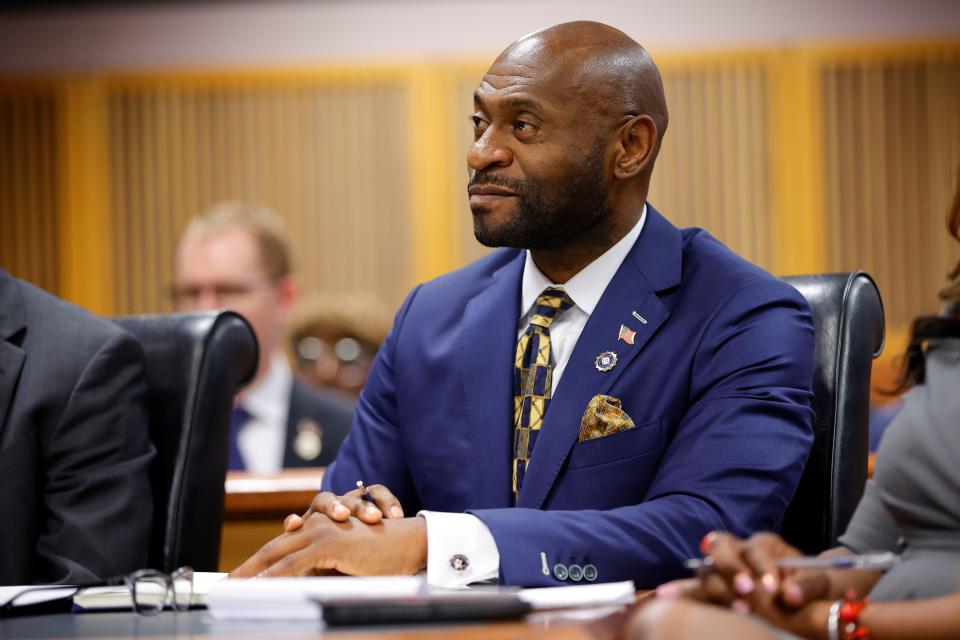 Special prosecutor Nathan Wade looks on during a hearing on the Georgia election interference case, Friday, March, 1, 2024, in Atlanta. A progressive Democrat and a Republican who briefly worked in Donald Trump's administration entered the Fulton County district attorney's race Friday, March 8, 2024, as the current officeholder, Fani Willis, awaits a judge's decision on whether she will be removed from the Georgia election interference case against the former president because of a relationship with Wade. (AP Photo/Alex Slitz, Pool, File) ORG XMIT: NYDD205