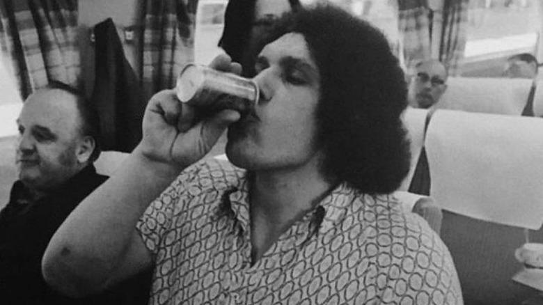 Andre the Giant drinking a beer