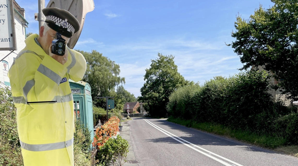 Police said they recognised people would notice it was cardboard but they would still get them to check their speed. (SWNS)