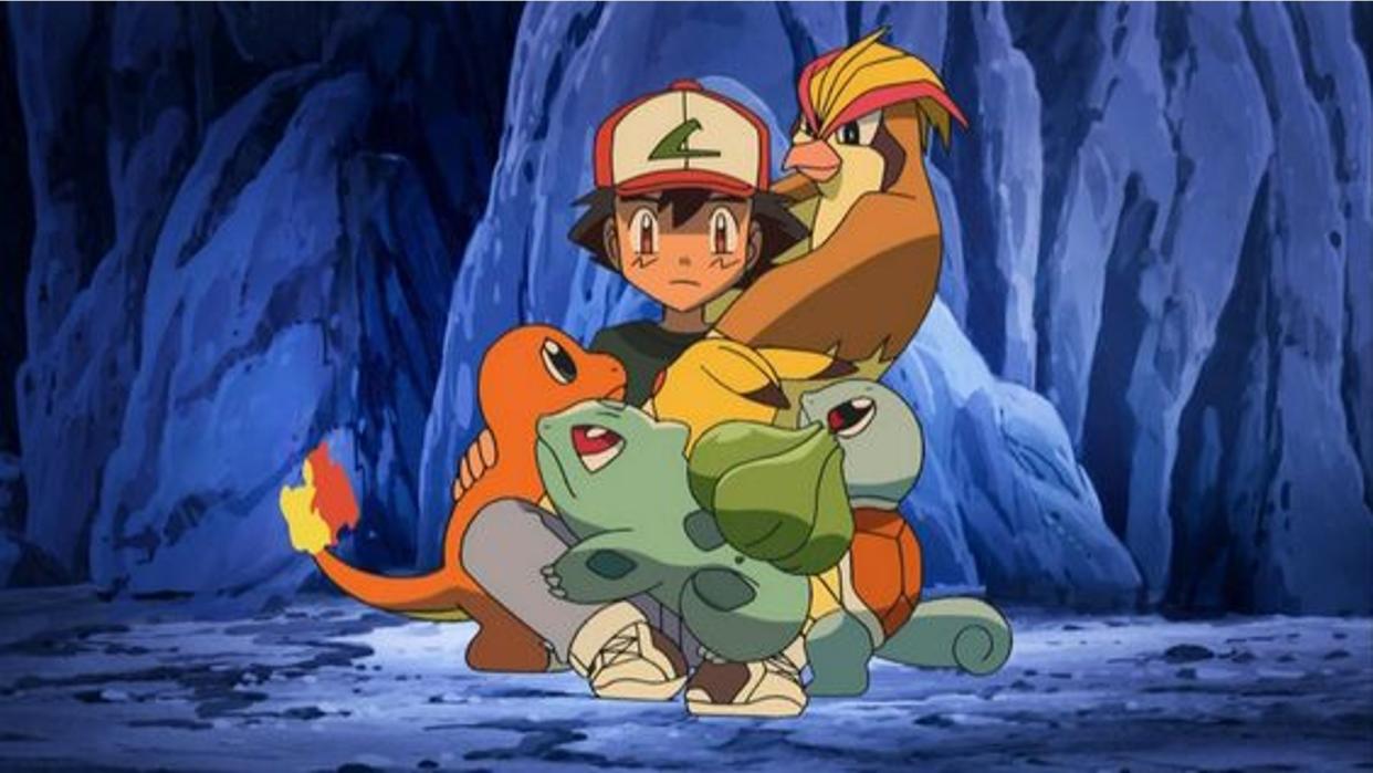  Pokemon Ash hugging team . 