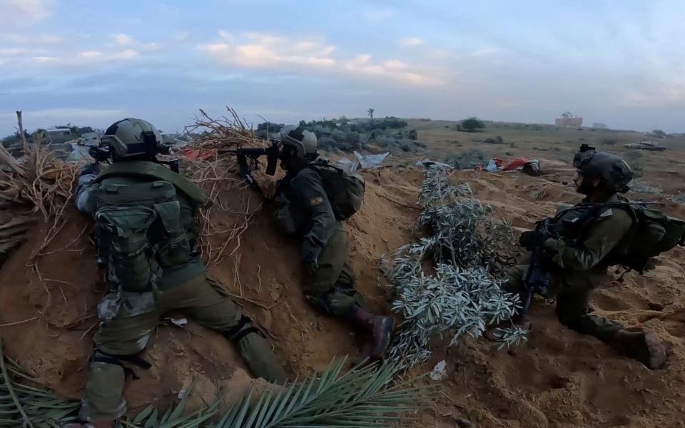 Israeli soldiers operate in the Gaza Strip