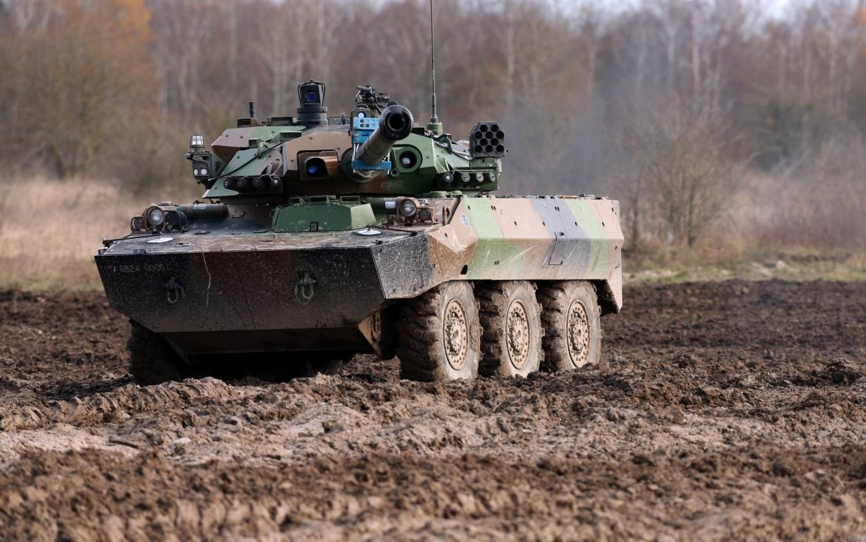 The French-made AMX-10 RC is an armoured reconnaissance vehicle with high mobility - AFP