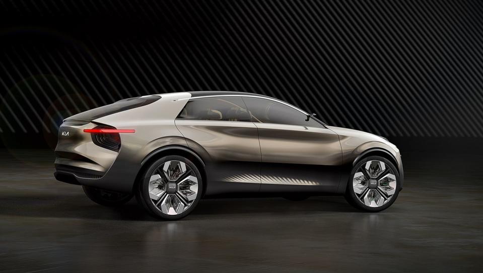 <p>Kia does say that the Imagine is the company's first purely electric passenger car, so it doesn't share anything with existing Kia EVs like <a rel="nofollow noopener" href="https://www.caranddriver.com/reviews/a26144426/2019-kia-niro-ev-driven/" target="_blank" data-ylk="slk:the Niro;elm:context_link;itc:0;sec:content-canvas" class="link ">the Niro</a>, and the car's proportions lend us to believe it's a rear-drive-based platform. The electric platform allows for a large rear luggage area accessed by the rear glass, a frunk under the hood, and a flat floor on the interior.</p>