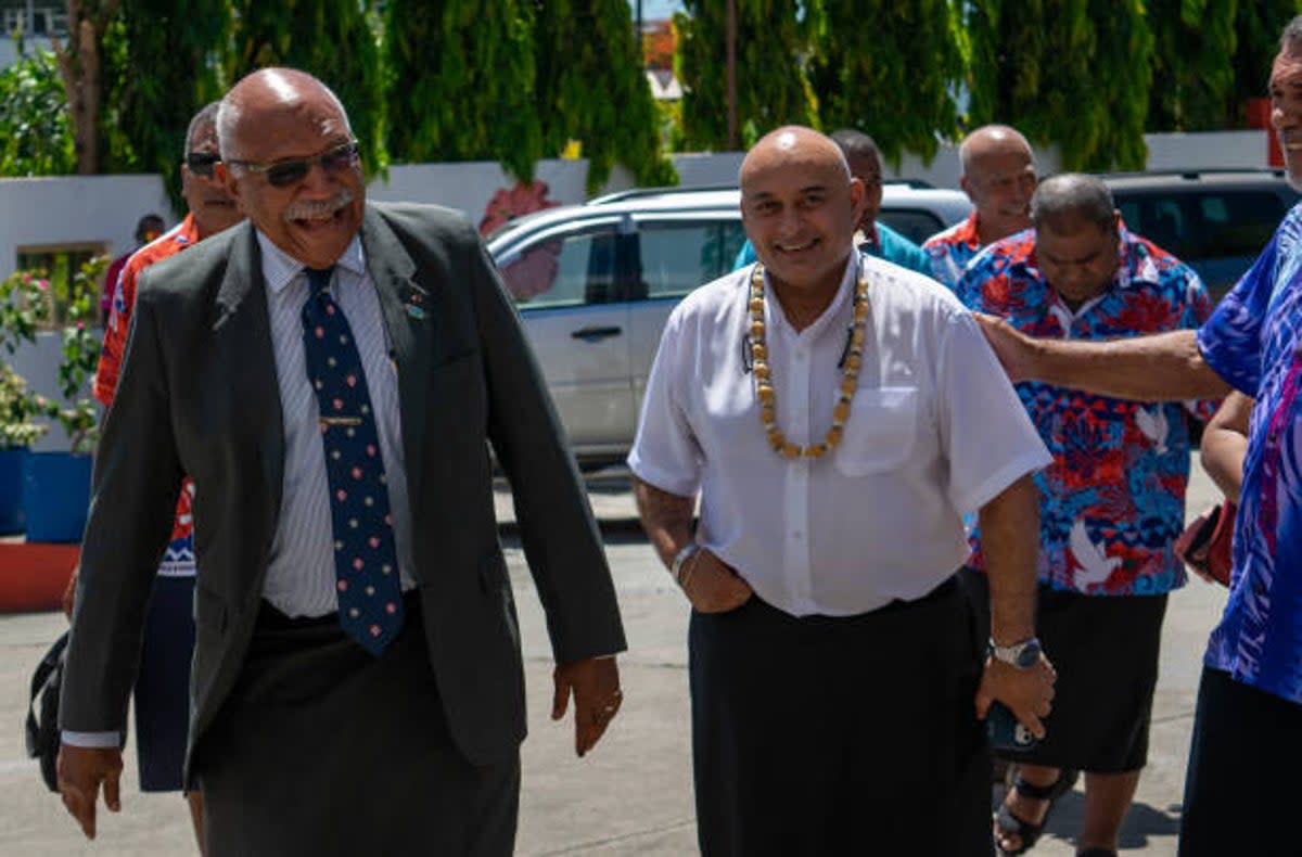 Sitiveni Ligamamada Rabuka is seen after the board meeting on 20 December 2022 in Suva, Fiji (Getty Images)