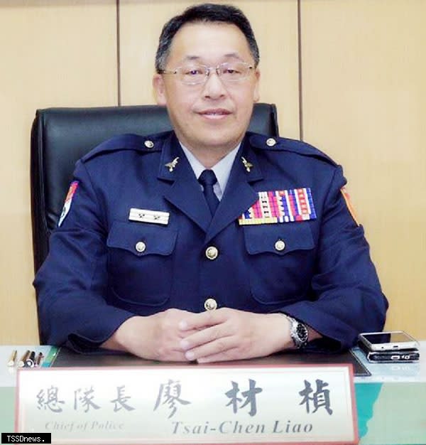 基隆港防疫守護神尖兵廖材楨總隊長，五十一歲接任宜蘭縣警察局長，成為全國最年輕的警察局長。（記者林玉棋翻攝）