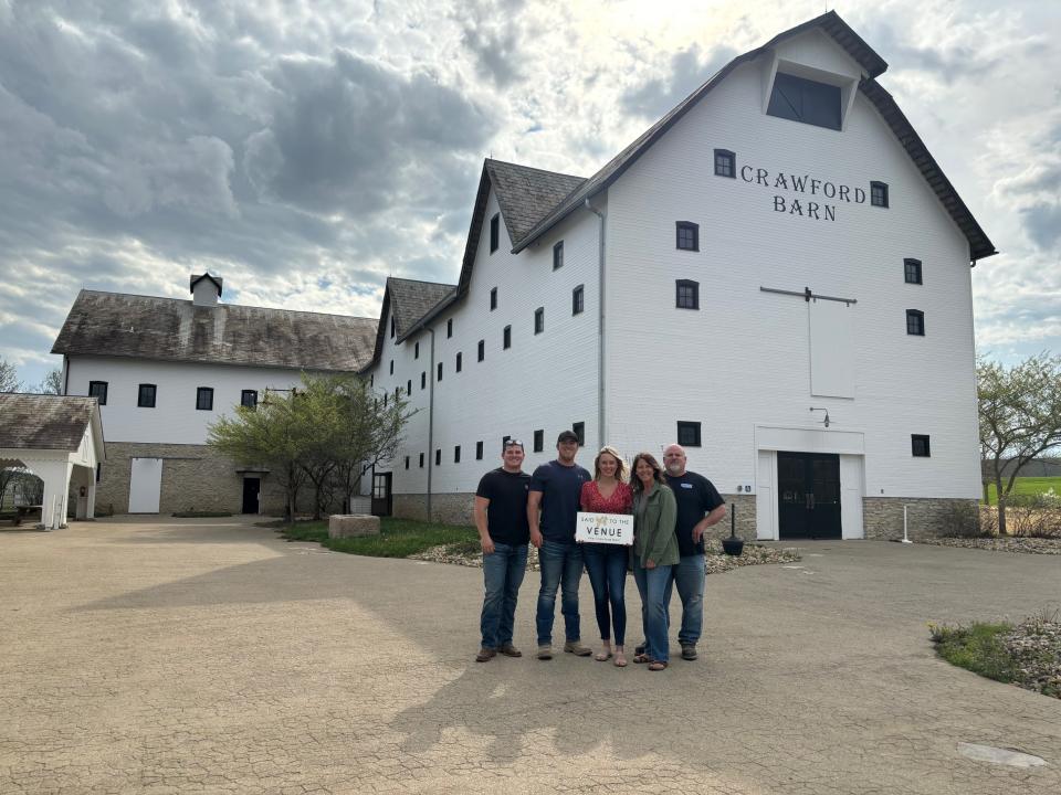 Restoring the Crawford Barn and Victorian House is a family affair for Dee and Curt Luburgh and their sons. From left are Brock Luburgh, Cole Luburgh, Christina Dormire, Dee Luburgh and Curt Luburgh.