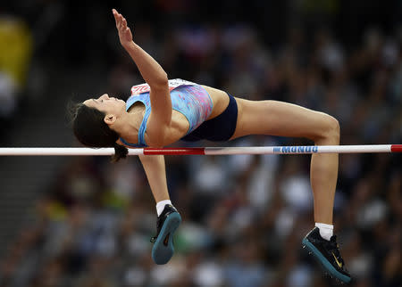 Athletics - World Athletics Championships – women's high jump final – London Stadium, London, Britain – August 12, 2017 – Neutral athlete Maria Lasitskene competes. REUTERS/Dylan Martinez