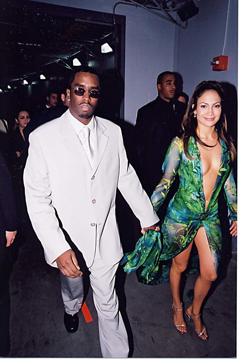 Sean Coombs & Jennifer Lopez during 2000 GRAMMY Awards at Staples Center in Los Angeles, California, United States. (Photo by Jeff Kravitz/FilmMagic, Inc)