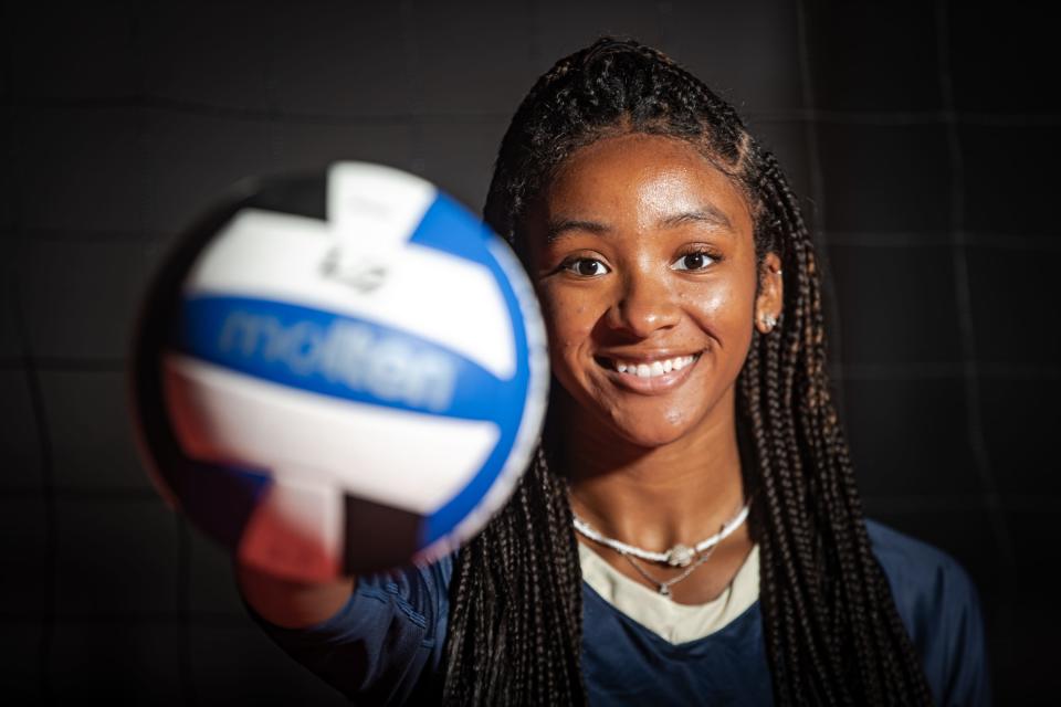 Kamryn Utley (7), from Cathedral High School is photographed for the IndyStar 2023 High School Girls Volleyball Super Team on Tuesday, August 1, 2023, at The Academy Volleyball Club in Indianapolis.