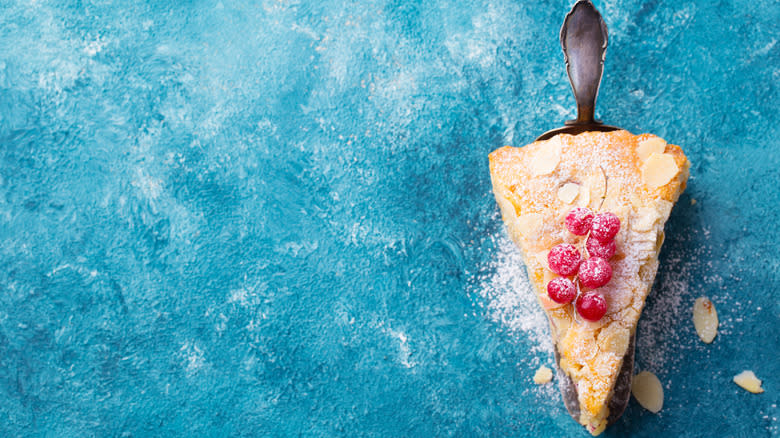 Slice of traditional Bakewell tart