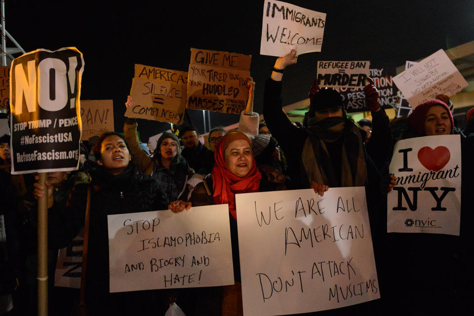 Protests at JFK over travel ban