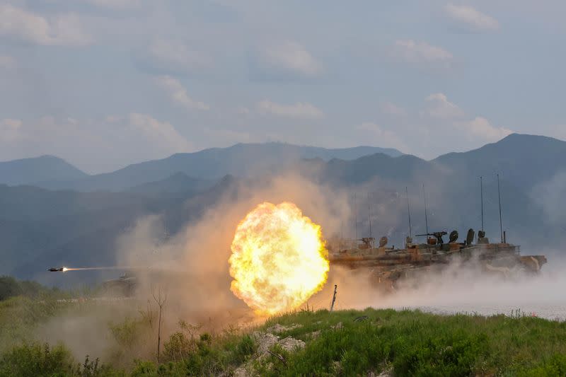 South Korea-U.S. joint military drills at Seungjin Fire Training Field in Pocheon